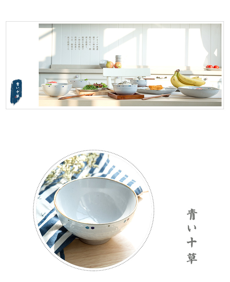 Jian Lin household jobs Japanese noodles bowl of soup bowl 0 sushi tableware ceramics teapot cup ten blue grass