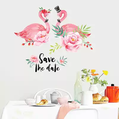 Warm bedroom bedside porch decoration Flamingo stickers Nordic wind ins wall stickers room wall decoration stickers