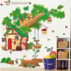 Children's room wall decoration stickers Cartoon forest cabin wall stickers Big trees and small animals Kindergarten dress up paintings