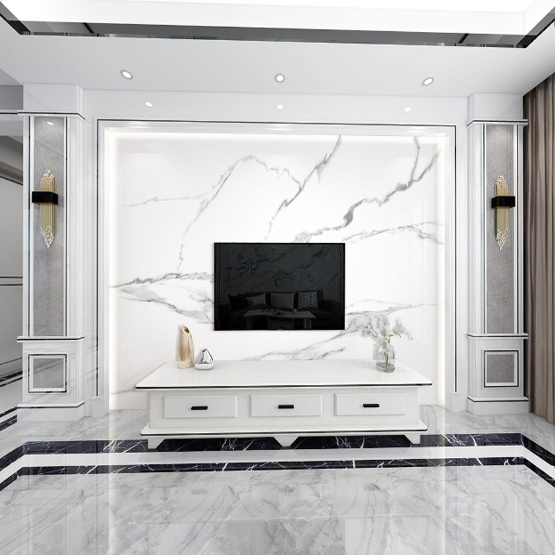 Modern minimalist light luxury wind stone large slab TV background wall new Chinese style marble Roman column video wall tiles