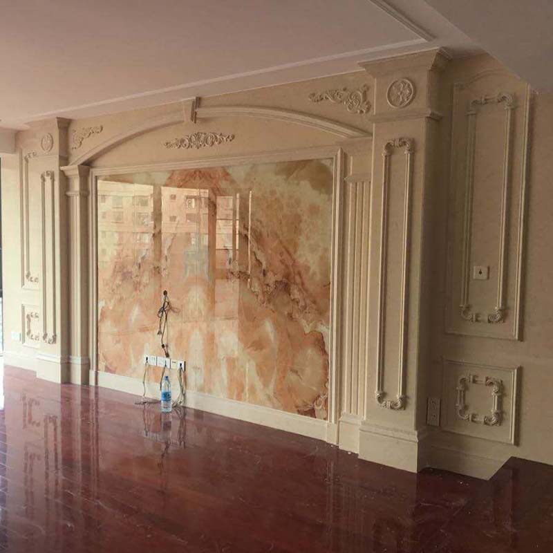 Stone Roman Post TV Background Wall Living Room European Modern Simple Rock Crystal