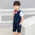 Summer childrens Anh phù hợp với không khí phù hợp với Flower Boy cưới trai Suit Dây đeo quần Hiện chủ ăn mặc. 