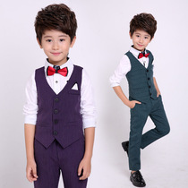 children's small suit boys performance dress flower baby boy suit vest 3pcs set small host uniform