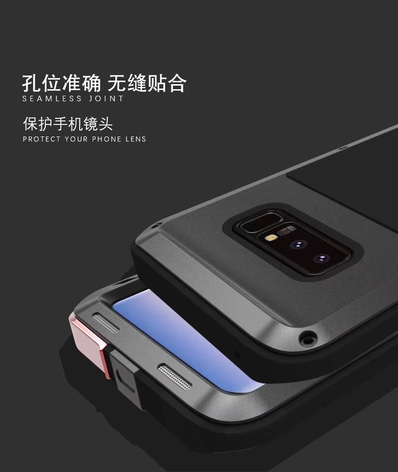 LOVE MEI Powerful Water Resistant Shockproof Aluminum Metal Heavy Duty Case Cover for Samsung Galaxy Note 8