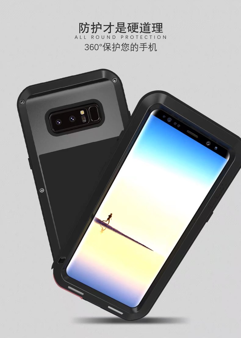 LOVE MEI Powerful Water Resistant Shockproof Aluminum Metal Heavy Duty Case Cover for Samsung Galaxy Note 8