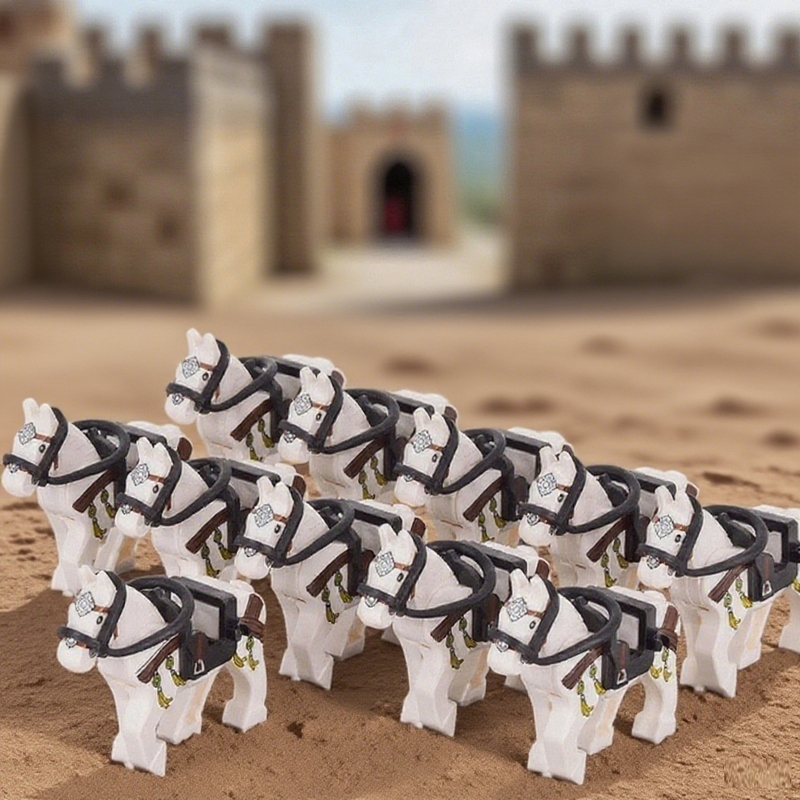 Ancient War Horse Building Blocks, Chinese Style Black Horse and White Horse, Three Kingdoms Minifigures, Guan Yu Riding a Horse, Zhao Yun Mount Model, Armor Toy