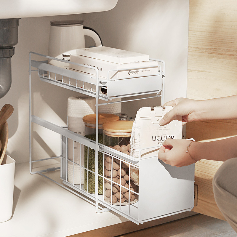 Kitchen sink shelf Multi-layer shelf Floor-standing Wrought iron partition Seasoning cleaning supplies storage shelf