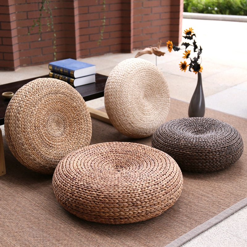 Rattan futon cushion Japanese Tatami cushion Rattan meditation mat Meditation mat Floor straw stool Floor cushion