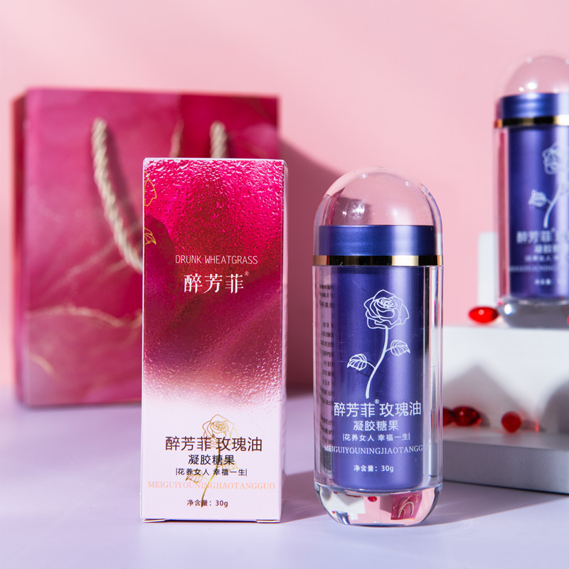 Authentic edible rose essential oil capsules Pingyin double petal red rose oil sea buckthorn fruit oil grapeseed oil