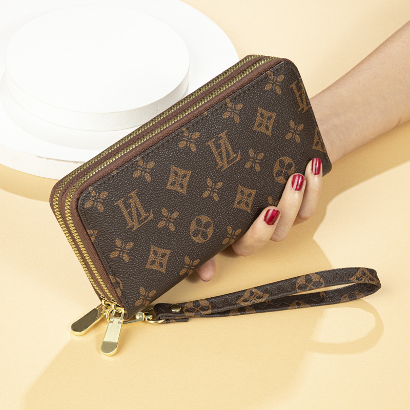 Woodpecker Women's Long Wallet New European and American Fashion Printed Large-Capacity Double Zipper Clutch Bag with Monogram for Mobile Phone