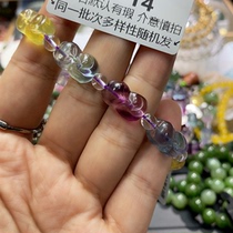 Natural crystal bracelet fluorite carved fox bracelet beads bracelet necklace jewelry fluorite red glue flower p14