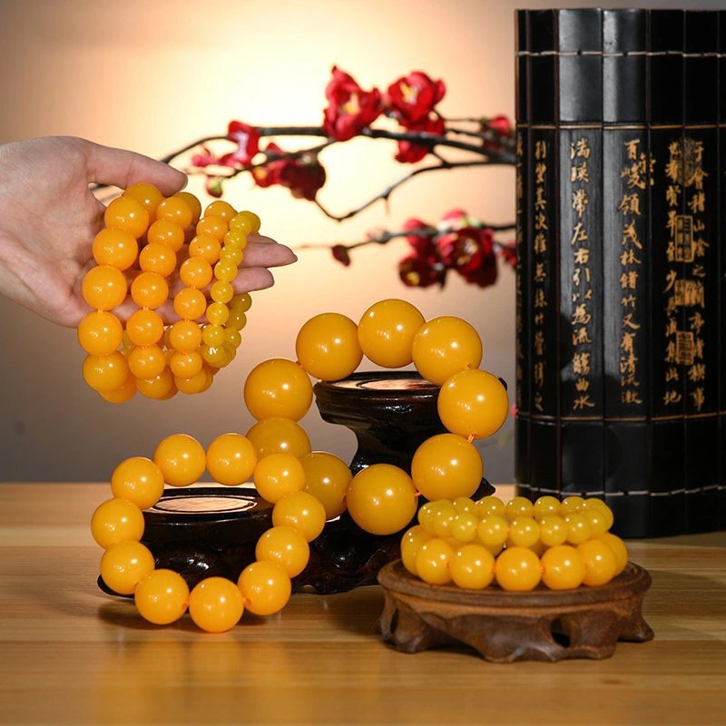 2020 New Yellow Second-Generation Chicken Oil Amber Beads Bracelet Single Circle Unisex Bracelet Fashion Jewelry
