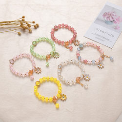 Drainage gift explosion crystal bracelet for women. Rose quartz sun flower sister bestie student bracelet with small daisy bracelet.
