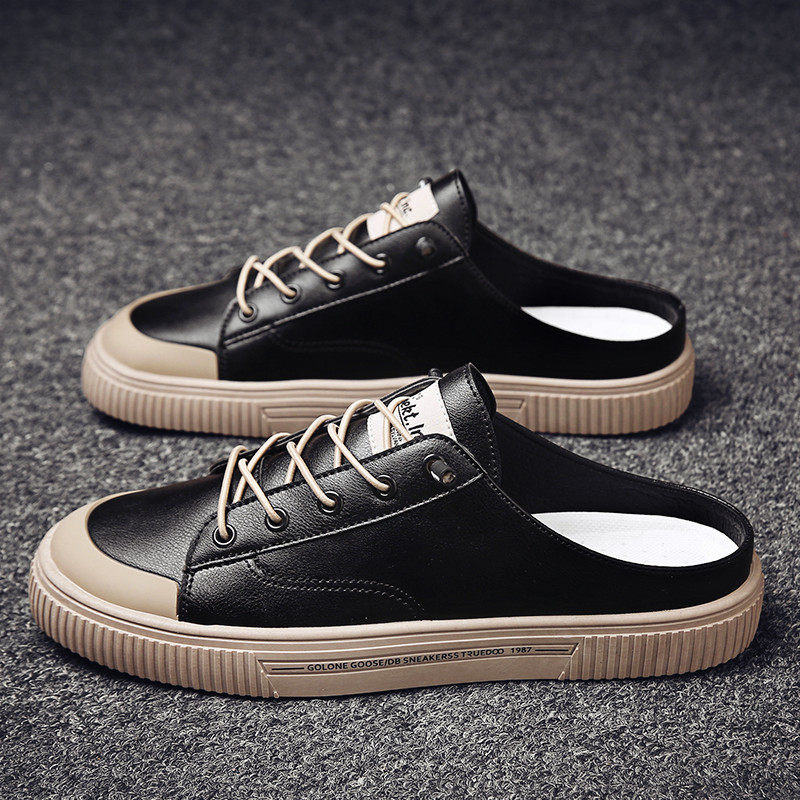 Hong Kong Tide Men Semi Slippers 2022 Summer New Sandals Outdoor Lazy Slippers Leisure Slippers