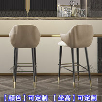 Light luxury bar chair simple bar chair solid wood custom island chair fabric Nordic modern bar chair front high chair