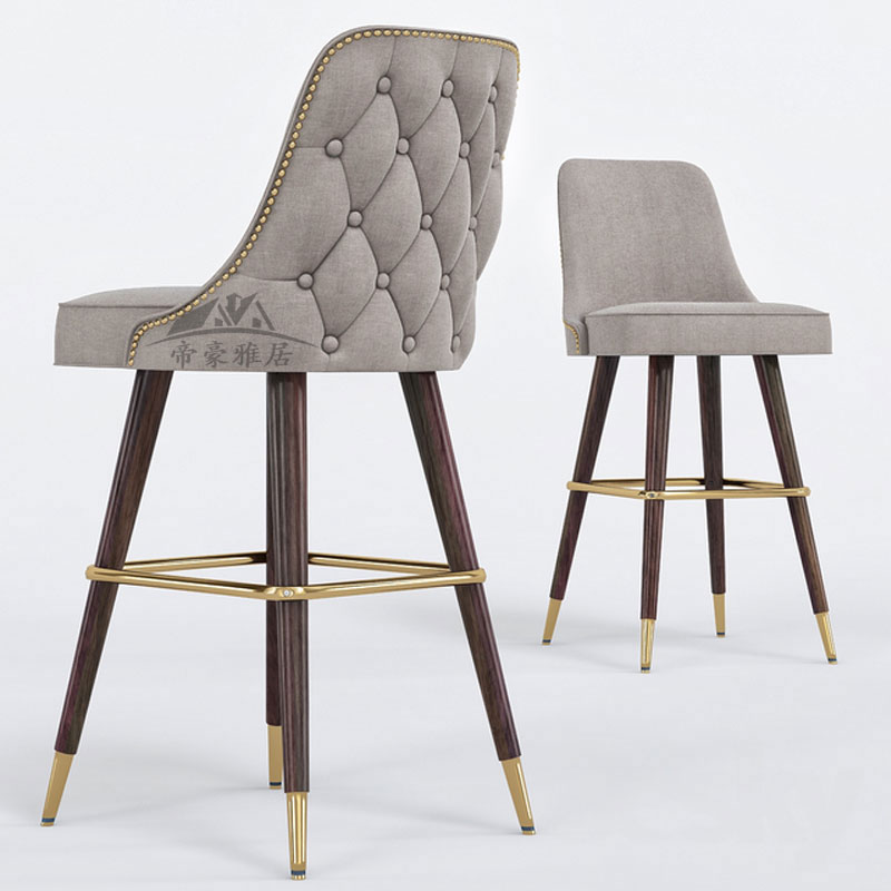 Nordic Bar Table Chair Solid Wood Light Lavish Minimalist Modern Bar Chair Home Chinese Island Table Custom High Foot Backrest Stool