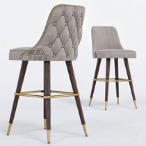 Nordic bar chair solid wood light luxury simple modern bar chair home Chinese island platform custom high foot back stool