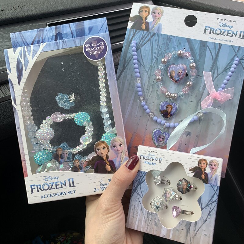 Cartoon Ice Princess Children's Girls Necklace Ring Gift Box Kit Baby Birthday Festival Gift Pack
