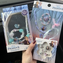Cartoon Ice Princess Childrens Girls Necklace Ring Gift Box Kit Baby Birthday Festival Gift Pack