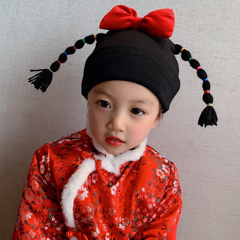 Baby Hat Spring and Autumn Baby Boys and Females thickens warm Han Edition cute ultra-button braid hat hat