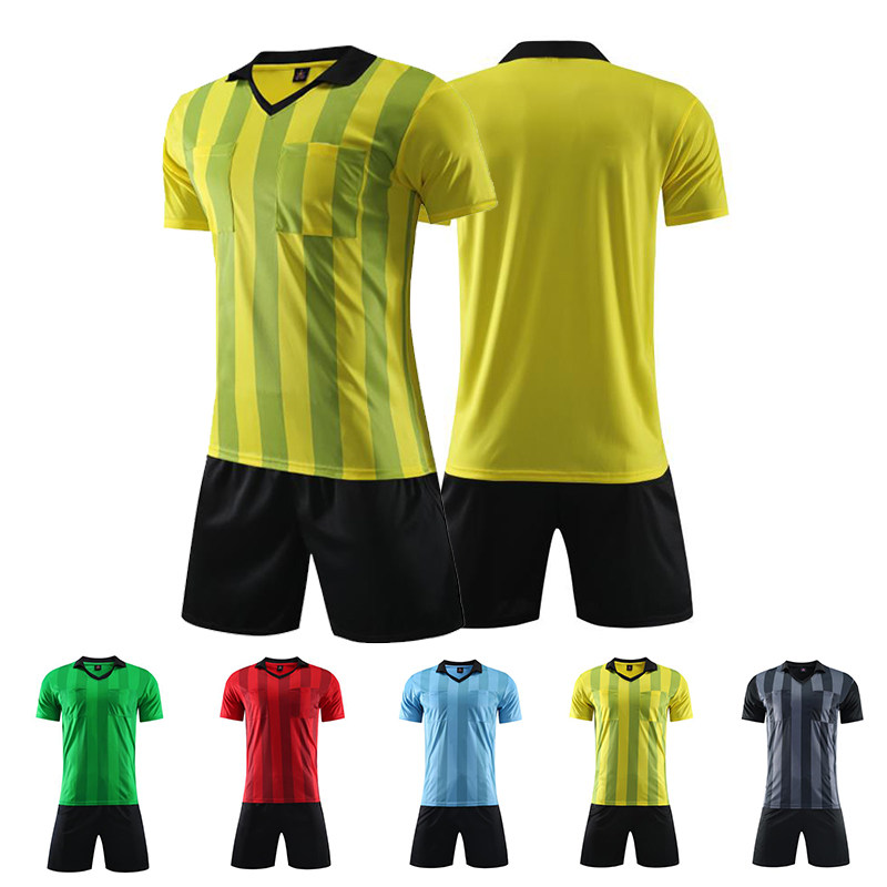 Football referee suit men's and women's short sleeve pocket professional competition sports competition referee suit football equipment customization