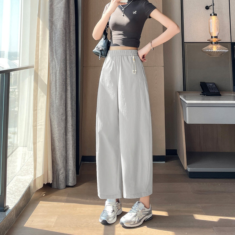 Quick-Dry Ice Silk Sports Casual Pants for Women, Summer Thin Style, 2026 New Model, Jogging Cropped Pants, Balloon Wide-Leg Pants