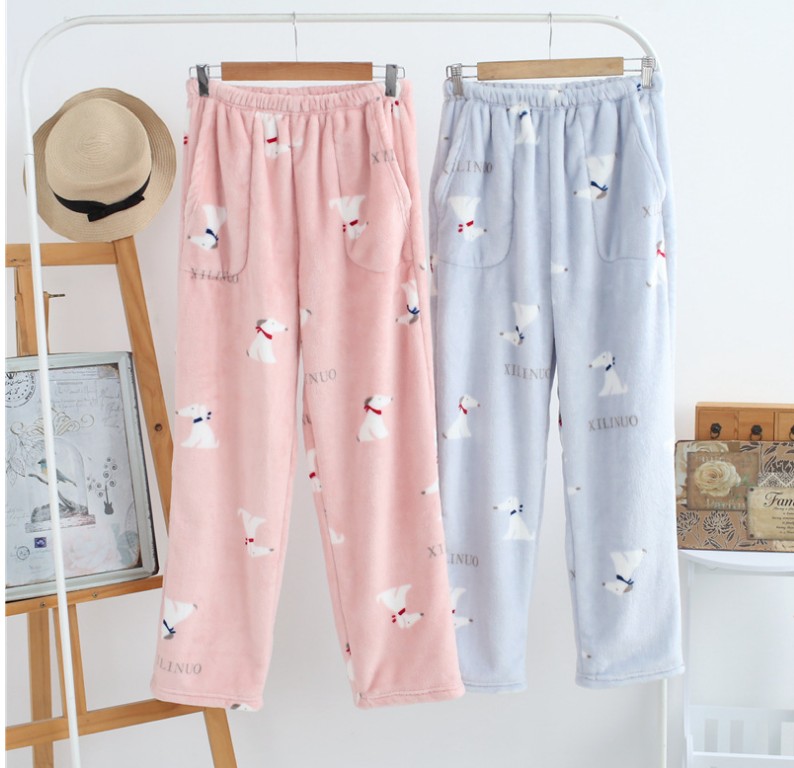Flannel vài mẫu mùa đông nam và nữ ngủ quần dày ấm rộng lỏng kích thước lớn quần nhà nước nhung nhung san hô quần nhung quần tây nam đẹp