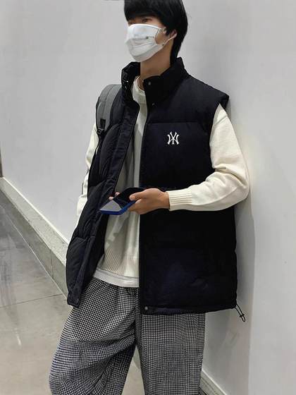NY官网旗舰店加厚羽绒棉马甲外套男宽松保暖潮牌坎肩背心女秋冬季