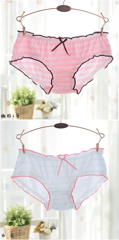 Cô gái đồ lót phụ nữ bông cotton sinh viên eo thấp dễ thương sexy sọc bow kháng khuẩn cô gái tam giác quần short