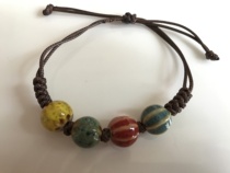 National style colored beads pure hand-woven bracelet adjustable (random delivery)