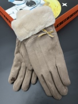 Winter warm gloves buckskin plus velvet thick touch screen fashion antifreeze outdoor riding electric car points finger to prevent wind and cold