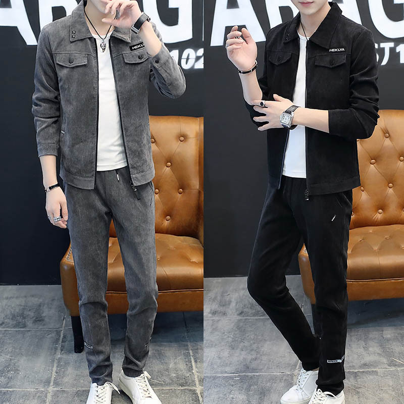 Three-Piece Men's Spring, Autumn and Winter Suit, a Set of Sweatshirts, a Trendy and Handsome Fleece-Lined Youth Jacket, a Trendy Brand