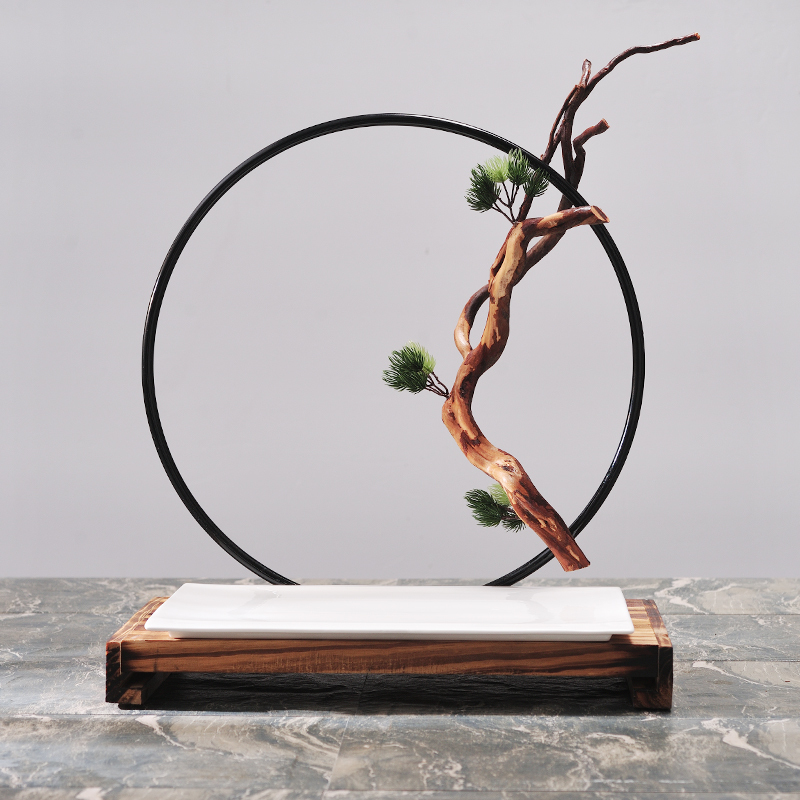 Zen-Inspired Pine Branch Artistic Plate, Fashionable and High-End Theme Restaurant Fusion Cuisine Specialty Hotel Chinese Wooden Tableware Set Zen-Inspired Pine Branch Artistic Plate, Fashionable and High-End Theme Restaurant Fusion Cuisine Specialty Hotel Chinese Wooden Tableware Set