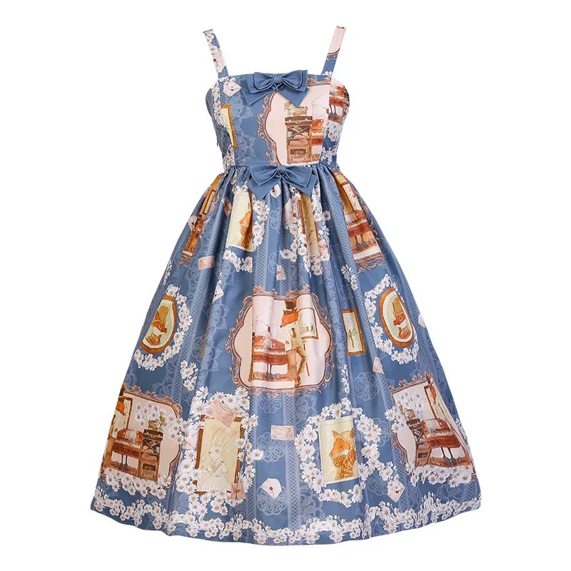 Bản gốc Fox Love Letter jsk Retro Nhỏ In tươi Nhật Bản Lolita Lolita Dress Dress - Sản phẩm HOT váy xòe