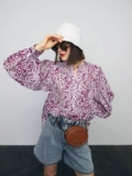 Huanxing 22 Осень модная световая леопардовая леопардовая блузка Airfare Small Design Fashion Printing Castle E33441