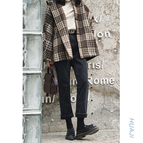 Hua Ji black gray jeans womens straight high waist 2021 new loose thin spring nine points tide high K813