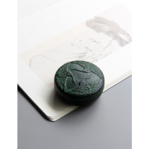 Spot Japan original imported Southern Iron green three Crane cast iron storage small box incense box painting and calligraphy printing mud box