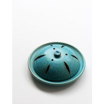 Spot Japanese original imported letter paste burning hand-made rough pottery blue glaze mosquito repellent cover type large incense stove