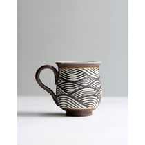 Spot Japanese original imported clear water burning writer handmade Gnom rimmed sea corrugated Japanese pottery mug water Cup