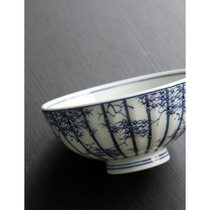 Spot Japan imported from the field to burn blue and white bamboo forest Japanese under glaze porcelain small rice bowl Japanese small soup bowl