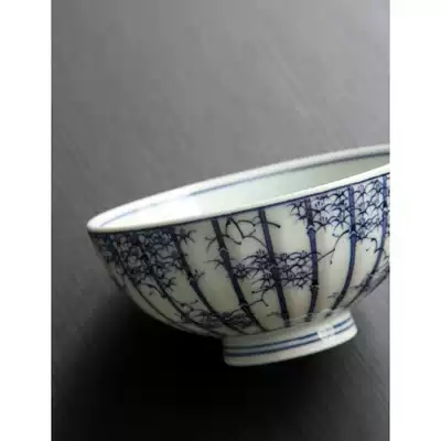 Spot Japan imported from the field to burn blue and white bamboo forest Japanese under glaze porcelain small rice bowl Japanese small soup bowl