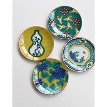 Spot Japan original imported nine Valley burning auspicious figure 15cm color glaze small plate Japanese food dish dish