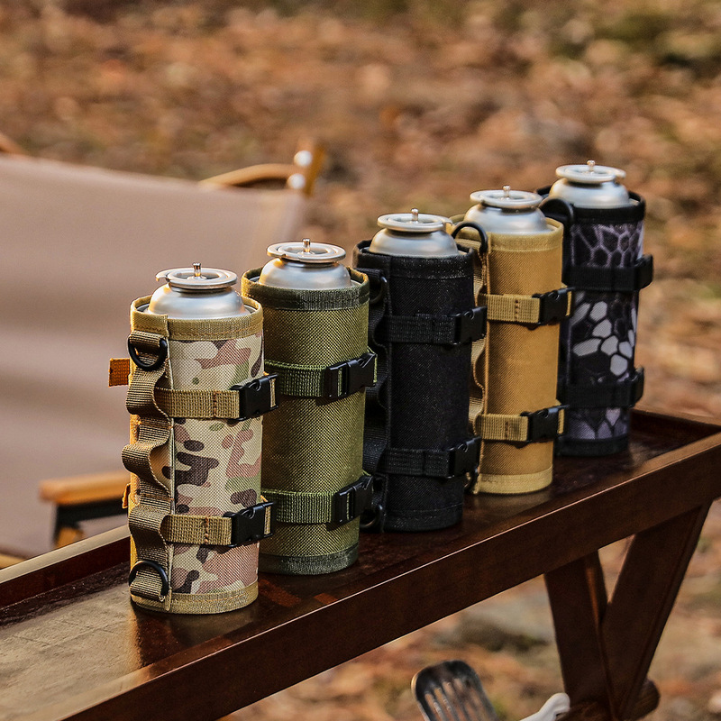 Outdoor Camping Gas Canister Protective Cover Anti-Slip Anti-Collision Gas Bottle Velcro Storage Bag Protective Cover