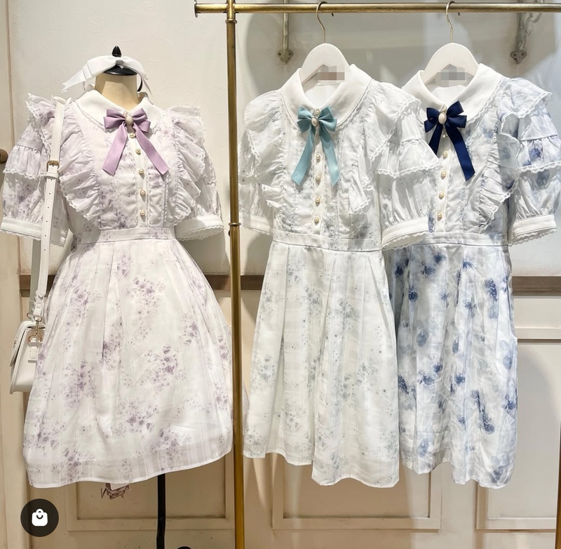 Nai Fengjia Clear and Sweet Style Sweet and Cute Bow Print Dress