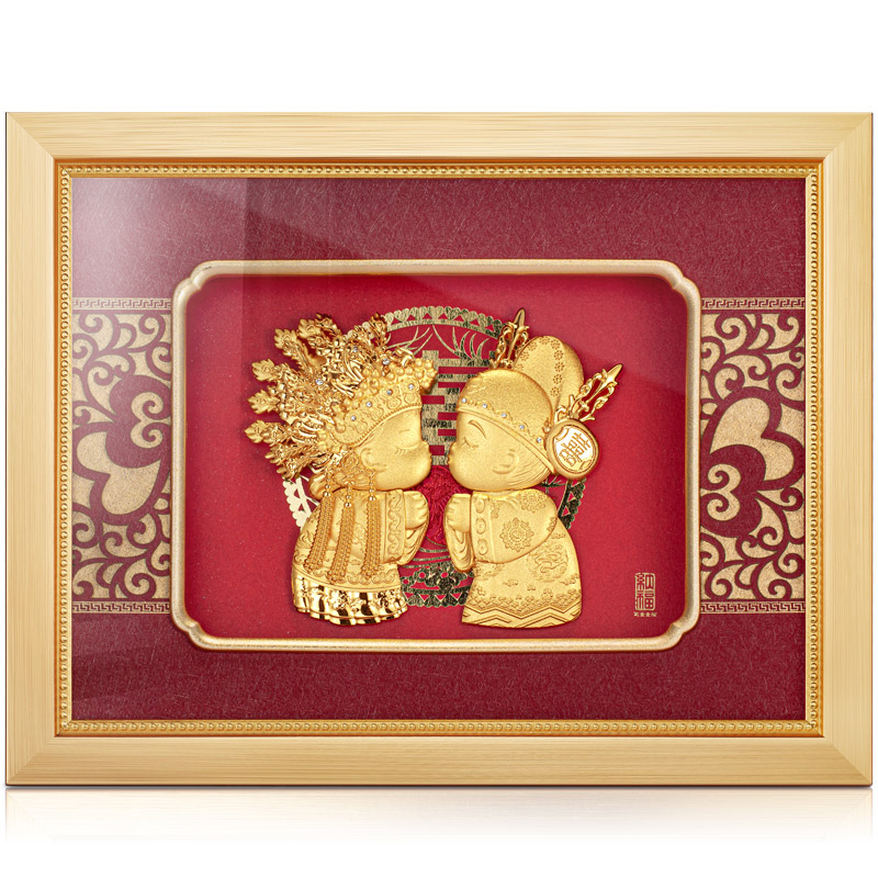 24K High-End Gold Foil Decorative Painting Wedding Gift for Newlyweds, Best Friends, and Friends, Creative and Personalized Internet-Famous Gift, Exquisite