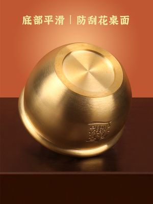 招财进宝百福铜缸纯黄铜米缸聚宝盆摆件客厅家居聚财小铜盆存钱罐