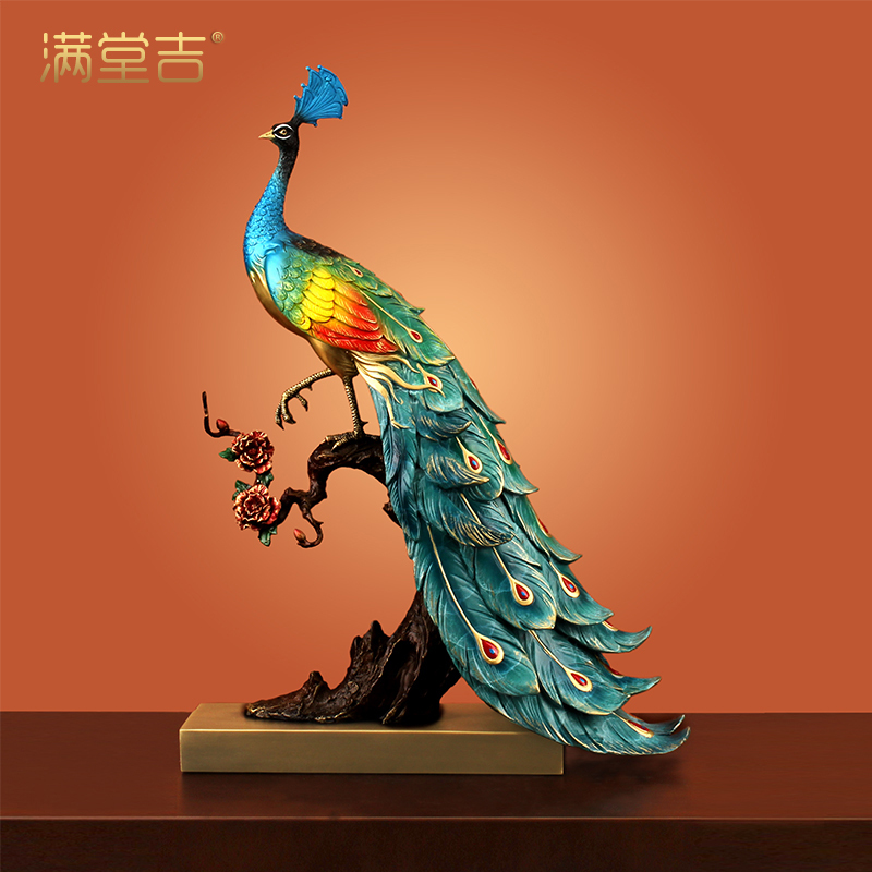 The Wealth and Ronghua》 All-Copper Peacock Ornaments, New Chinoiserie Living Room Entrance Wine Cabinet Decorations, New Home Moving Gifts The Wealth and Ronghua》 All-Copper Peacock Ornaments, New Chinoiserie Living Room Entrance Wine Cabinet Decorations, New Home Moving Gifts