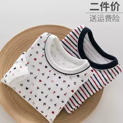 2-piece autumn boys cotton spring and autumn clothes Children's soft air layer T-shirt long-sleeved underwear home pajamas