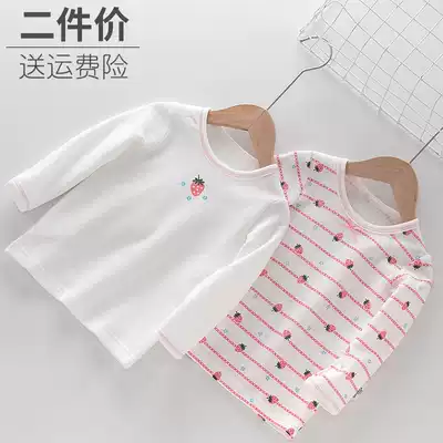 2-piece children's autumn cotton spring and autumn clothes air layer top Girls baby bottoming long-sleeved underwear cotton sweater