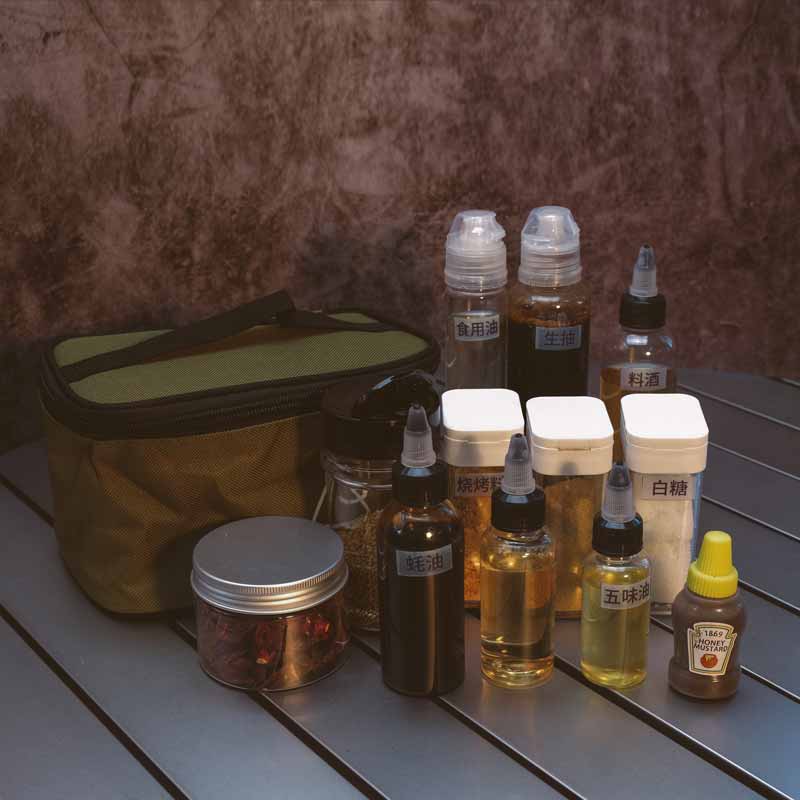 Outdoor picnic barbecue portable seasoning bottle camping set mini seasoning bottle box seasoning jar storage bag sauce bottle
